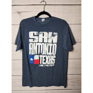 San Antonio Texas Womens Spectra T-Shirt Blue Heathered Short Sleeve Crew Neck M